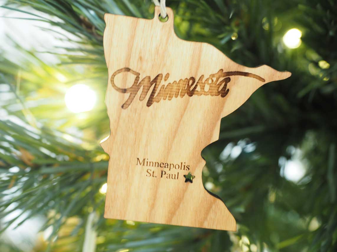 Minnesota Christmas Ornament on Tree Photography