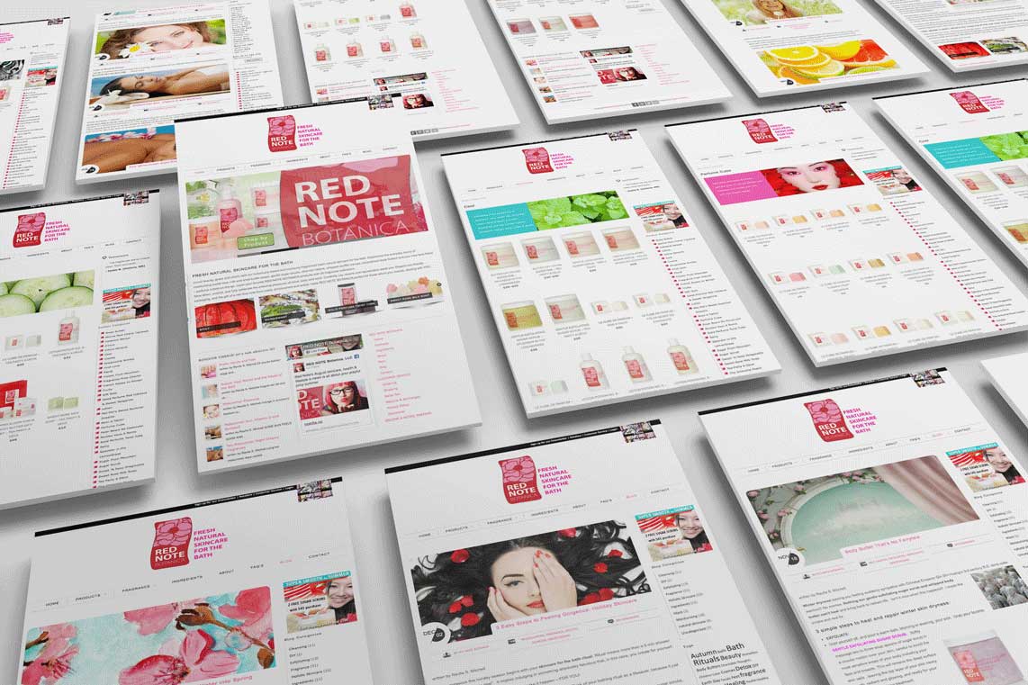 Red Note Botanica Website Design Mockup Skincare Retailer