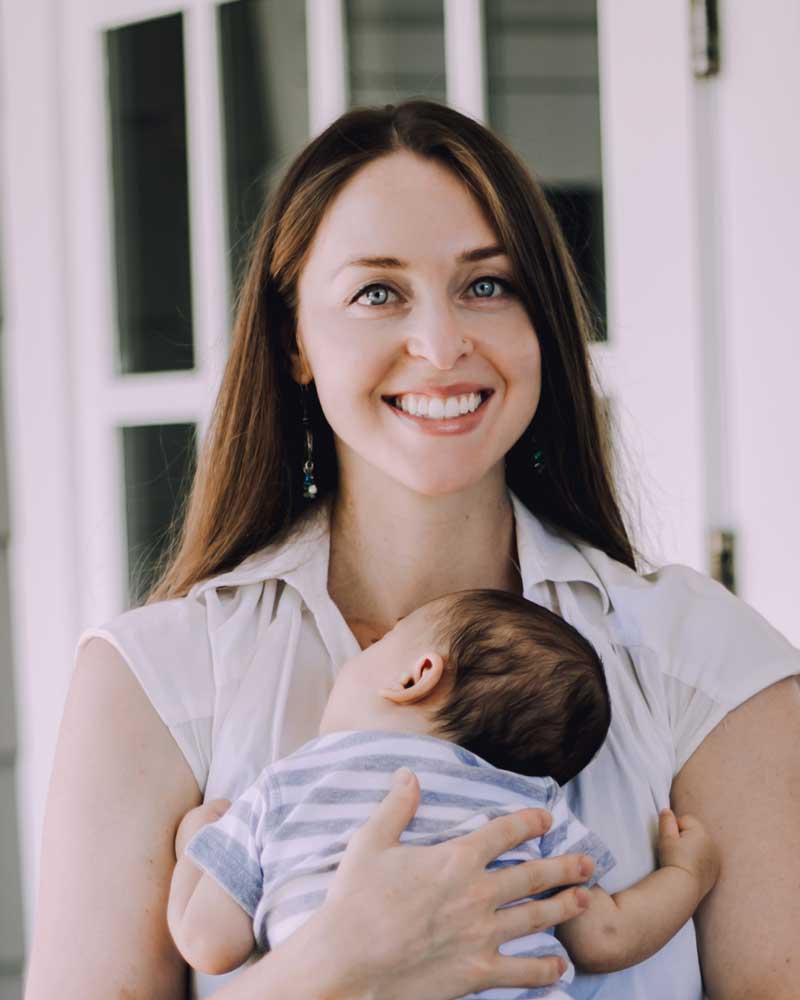 Headshot woman with baby